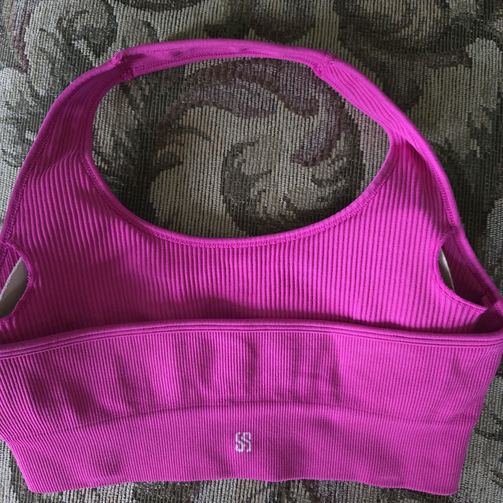Pink Ribbed Sports Bra - Picture 2 of 2